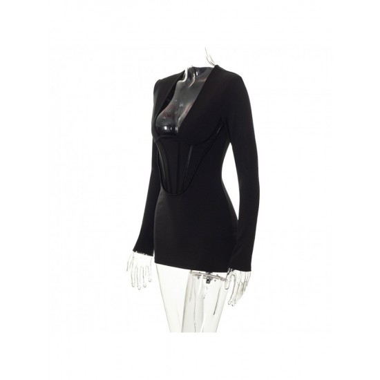  2024 Pure Color Women's Long Sleeve Dress
