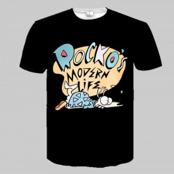 Cute Cartoon Graphic Black Short Sleeve Men Tees