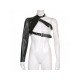Imitation Leather One Shoulder Black Tops