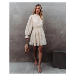 2024 Jacquard Ruffle Women's Long Sleeve Dress  2024 Jacquard Ruffle Women's Long Sleeve Dress