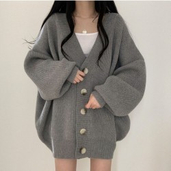 Lantern Sleeve Loose Sweater Coats For Women