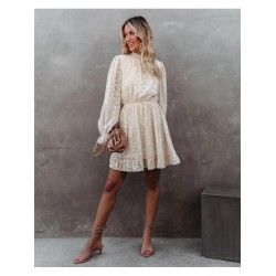 2024 Jacquard Ruffle Women's Long Sleeve Dress  2024 Jacquard Ruffle Women's Long Sleeve Dress