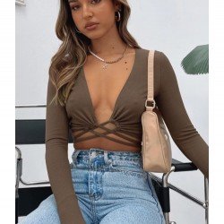 Sexy Tie Wrap Cropped Tops For Ladies