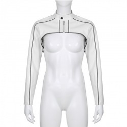 Punk Style Stand Collar White Leather Cropped Jackets