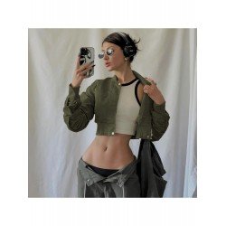 Street Cool Solid Cropped Jacket Coats For Ladies