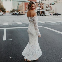  Temperament Elegant Lace Off Shoulder Ladies Dress