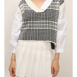  Early Autumn Women's Fake Two Plaid Knitwear