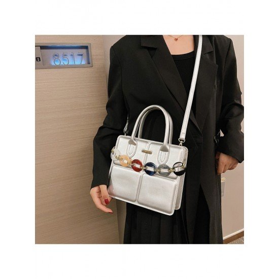  2024 PU Pure Color Chain Shoulder Bags