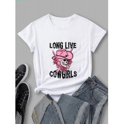 Round Neck Skull Graphic T Shirts For Women Round Neck Skull Graphic T Shirts For Women