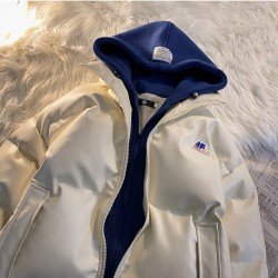 Hooded Collar Patchwork Black Down Coats For Men