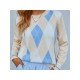  2024 Round Neck Rhombus Lattice Knitwear Sweater
