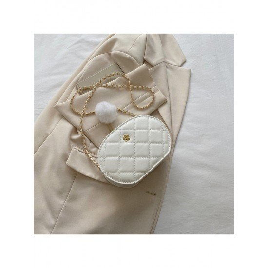  2024 Rhombus Lattice PU Pure Color Shoulder Bags