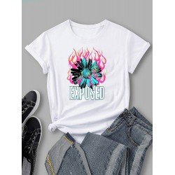 Summer Sunflower Graphic Short Sleeve Ladies T Shirts Summer Sunflower Graphic Short Sleeve Ladies T Shirts