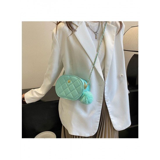  2024 Rhombus Lattice PU Pure Color Shoulder Bags