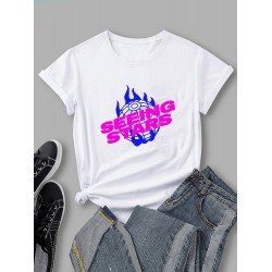 Streetwear Casual White Graphic T Shirts For Women Streetwear Casual White Graphic T Shirts For Women