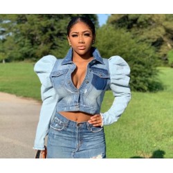 Fashion Contrast Color Sleeve Denim Jacket  Fashion Contrast Color Sleeve Denim Jacket