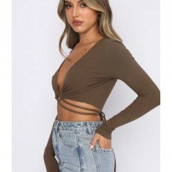 Sexy Tie Wrap Cropped Tops For Ladies