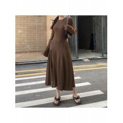 Patchwork Slit Long Sleeve Maxi Dresses For Women Patchwork Slit Long Sleeve Maxi Dresses For Women
