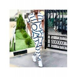 Contrast Color Top And Trouser Men's Casual Sets  Contrast Color Top And Trouser Men's Casual Sets