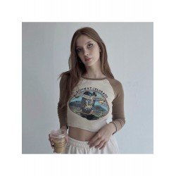Vintage Raglan Sleeve Printed Crop T Shirts Vintage Raglan Sleeve Printed Crop T Shirts