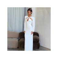  2024 Hollowed Out Temperament Long-Sleeve Dress