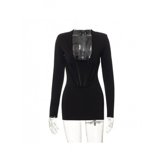  2024 Pure Color Women's Long Sleeve Dress