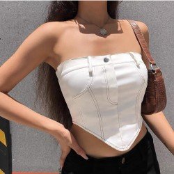  Summer 2024 Pure Color Backless Sleeveless Crop Vest