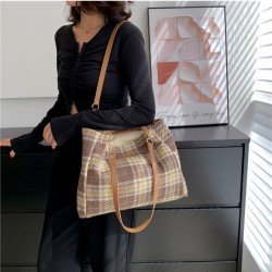 Black Canvas Plaid Ladies Tote Bags