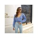  2024 Pure Color V-Neck Women's Navel Sweater