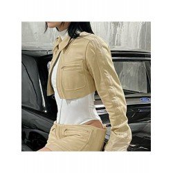 Leather Solid Cropped Jacket Coats For Women Leather Solid Cropped Jacket Coats For Women