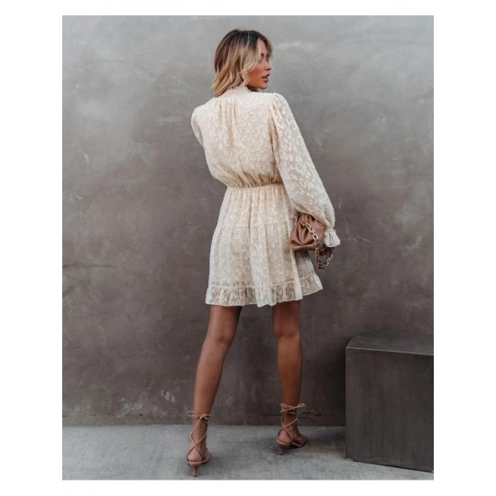  2024 Jacquard Ruffle Women's Long Sleeve Dress