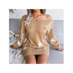 Star Pattern Long Sleeve Women Sweater Dress Star Pattern Long Sleeve Women Sweater Dress