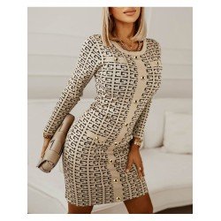 Temperament Geometric Pattern Women's Long Sleeve Dress  Temperament Geometric Pattern Women's Long Sleeve Dress