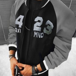 Contrast Color Letter Men Baseball Coats