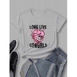 Round Neck Skull Graphic T Shirts For Women Round Neck Skull Graphic T Shirts For Women