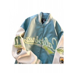 Fashion Letter Embroidery Women's PU Baseball Jacket  Fashion Letter Embroidery Women's PU Baseball Jacket