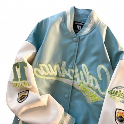  Fashion Letter Embroidery Women's PU Baseball Jacket