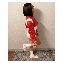 Women Black Patchwork Crop Baseball Coats Women Black Patchwork Crop Baseball Coats