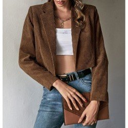  Corduroy Pure Color Short Jacket Coats