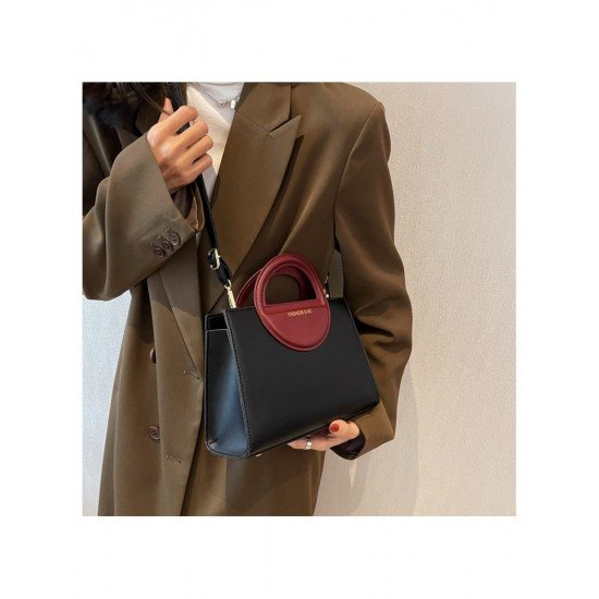  2024 Fashion PU Contrast Color Women's Satchels