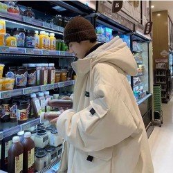 Winter Pure Color Hooded Men's Cotton Jacket
