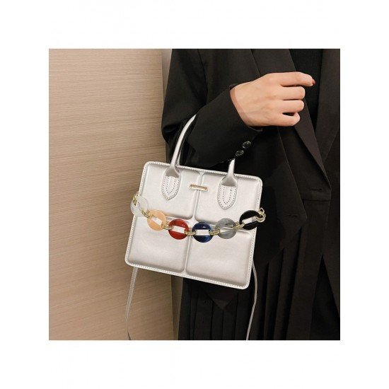  2024 PU Pure Color Chain Shoulder Bags