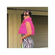  Fashion Women's Pure Color Zipper Mini Vest