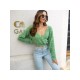  2024 Pure Color V-Neck Women's Navel Sweater