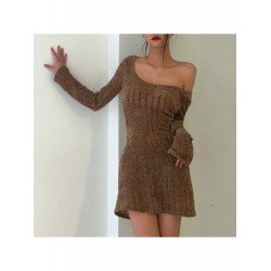Fall Scoop Neck Solid Long Sleeve Short Dress Fall Scoop Neck Solid Long Sleeve Short Dress