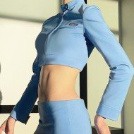  2024 Pure Color Zipper Crop T-shirt