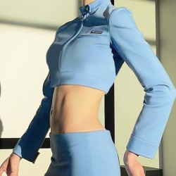 2024 Pure Color Zipper Crop T-shirt  2024 Pure Color Zipper Crop T-shirt