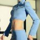  2024 Pure Color Zipper Crop T-shirt