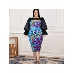 Round Neck Lantern Sleeve Hollowed Out Women's Dress Round Neck Lantern Sleeve Hollowed Out Women's Dress