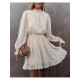  2024 Jacquard Ruffle Women's Long Sleeve Dress